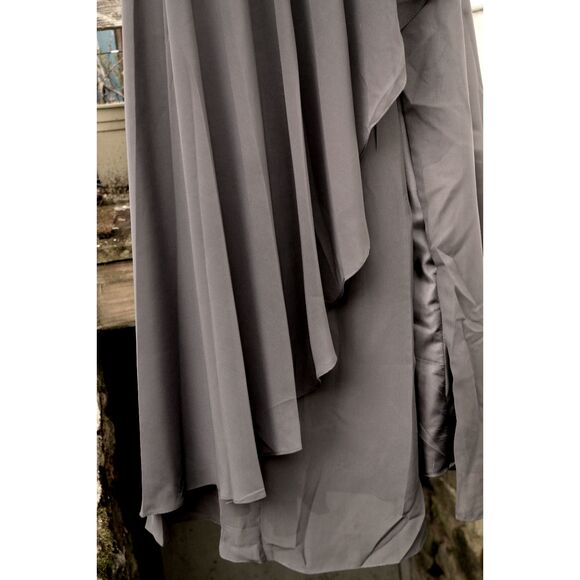 NWT Chiffon Ruched Asymmetrical Bride/Groom Mother Formal Gown Dusky Purple 16 - Picture 5 of 11